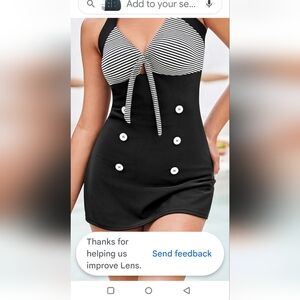 Ekouaer women's vintage stripe one piece swimwear monokini boyleg bathing suit